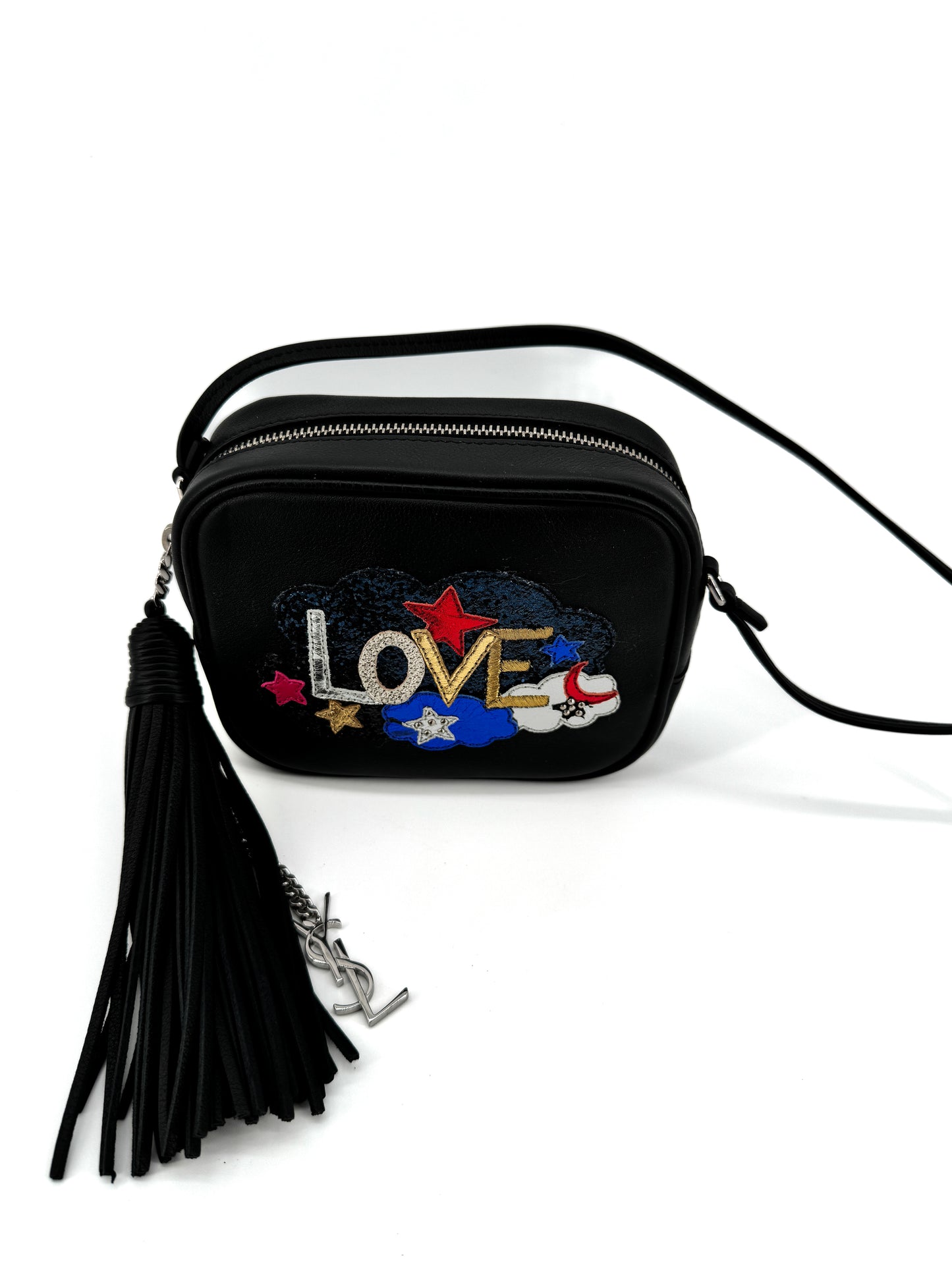 Sac Saint Laurent Blogger « Love » – Édition limitée en cuir noir brodé