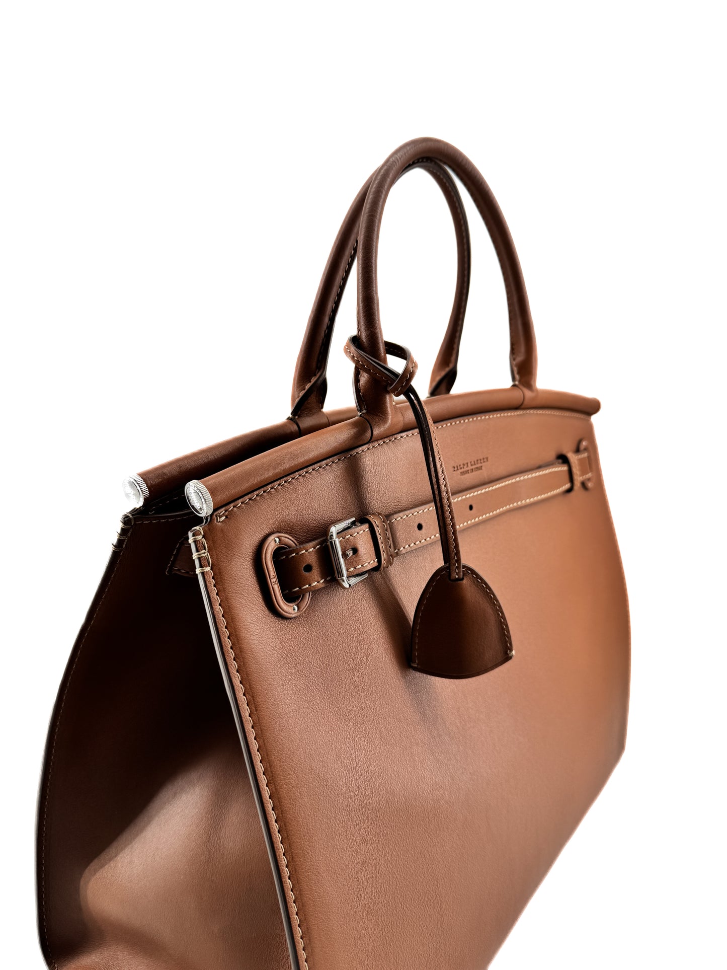 Sac RL50 Grand Modèle Ralph Lauren en Cuir Fauve – Élégance architecturale et artisanat d’exception
