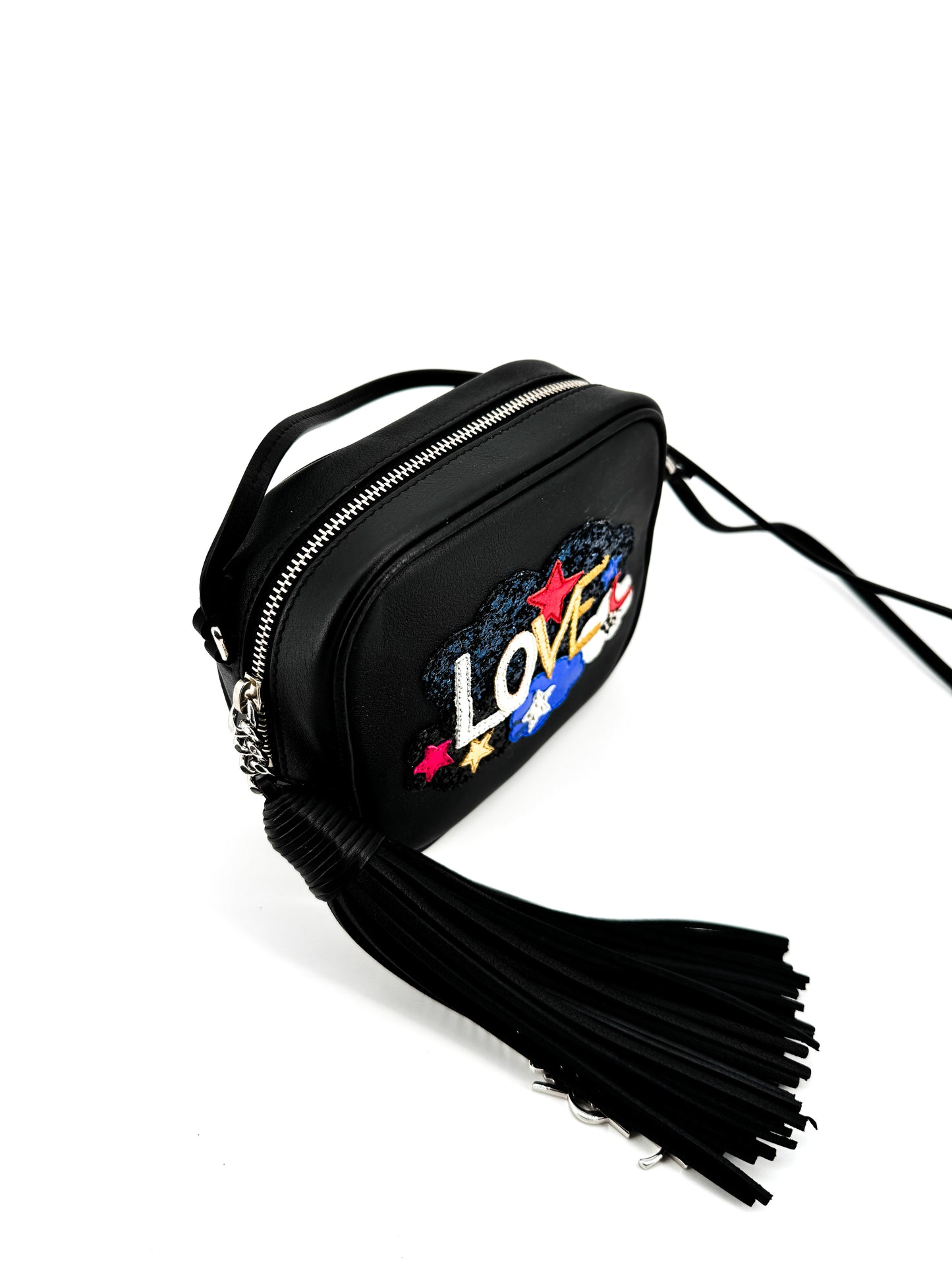 Sac Saint Laurent Blogger « Love » – Édition limitée en cuir noir brodé
