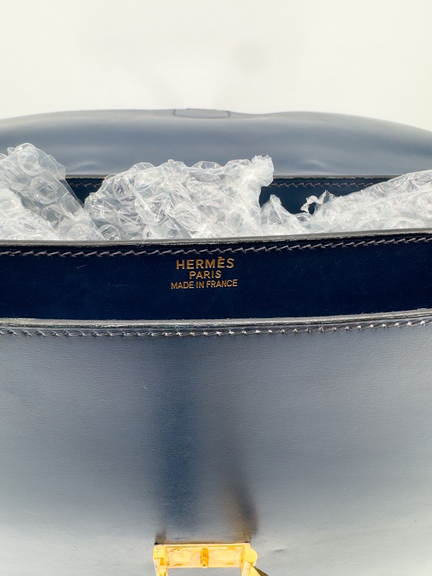 Sac à dépêches Hermès en cuir box bleu marine