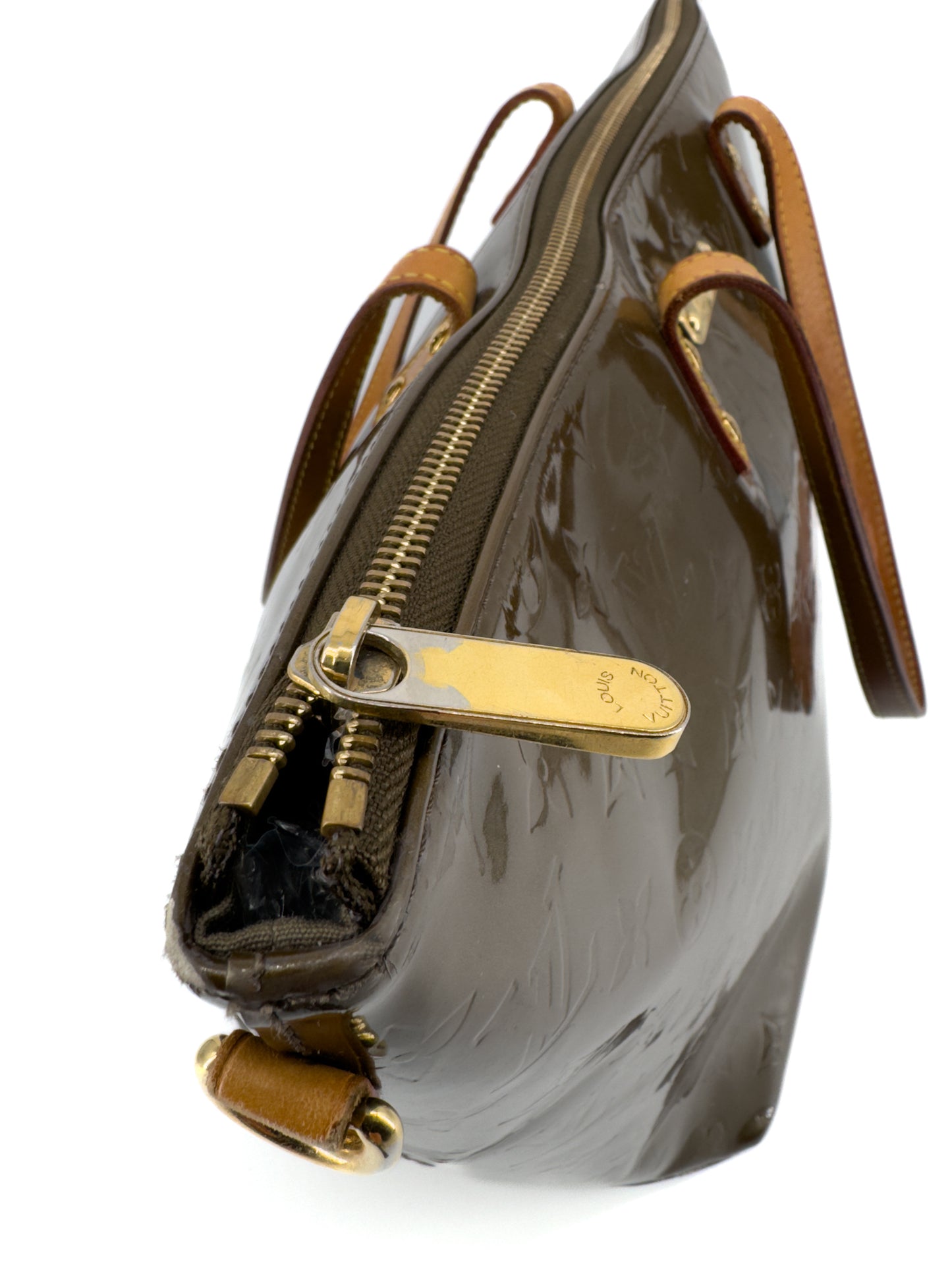 Sac Louis Vuitton Bellevue PM en cuir verni Monogram marron