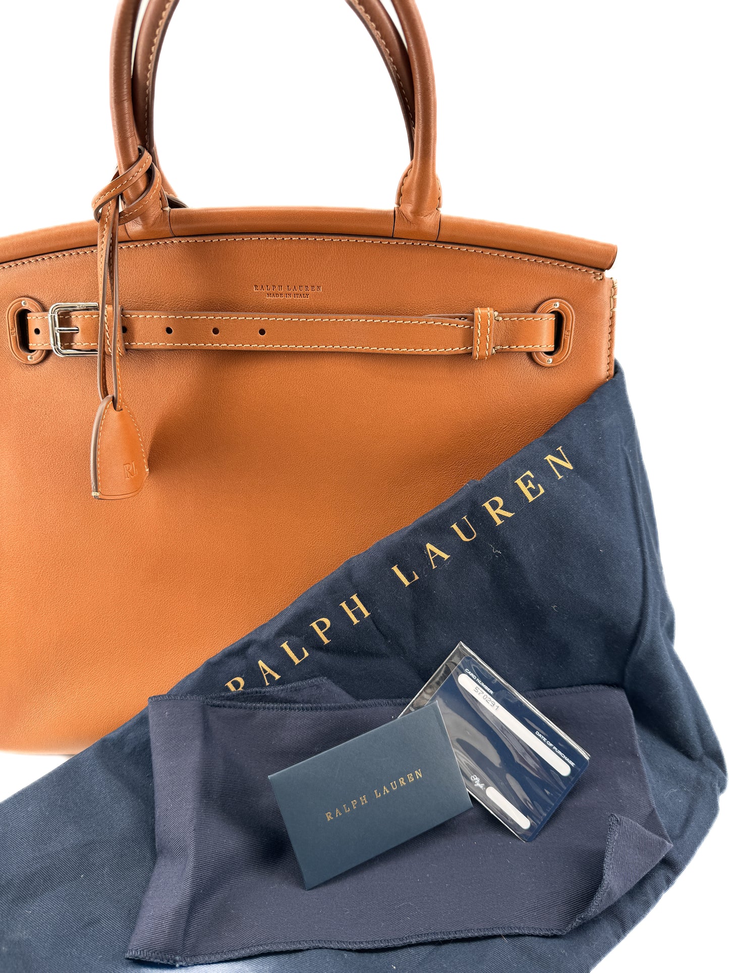 Sac RL50 Grand Modèle Ralph Lauren en Cuir Fauve – Élégance architecturale et artisanat d’exception