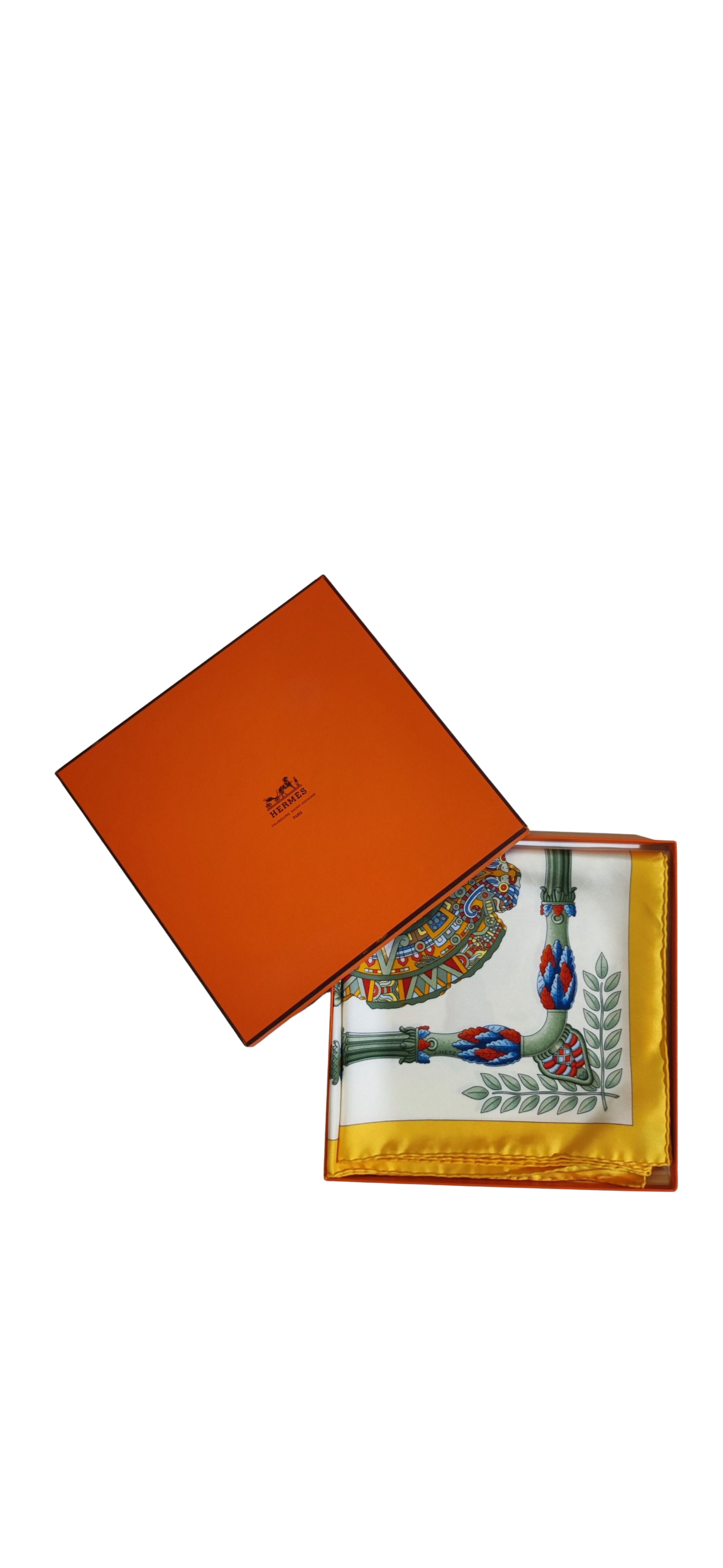Carré Hermès en soie « Le Matin Neuf » – Éclat mythologique et raffinement intemporel