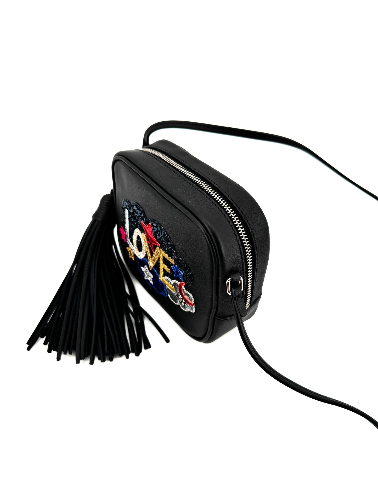 Sac Saint Laurent Blogger « Love » – Édition limitée en cuir noir brodé