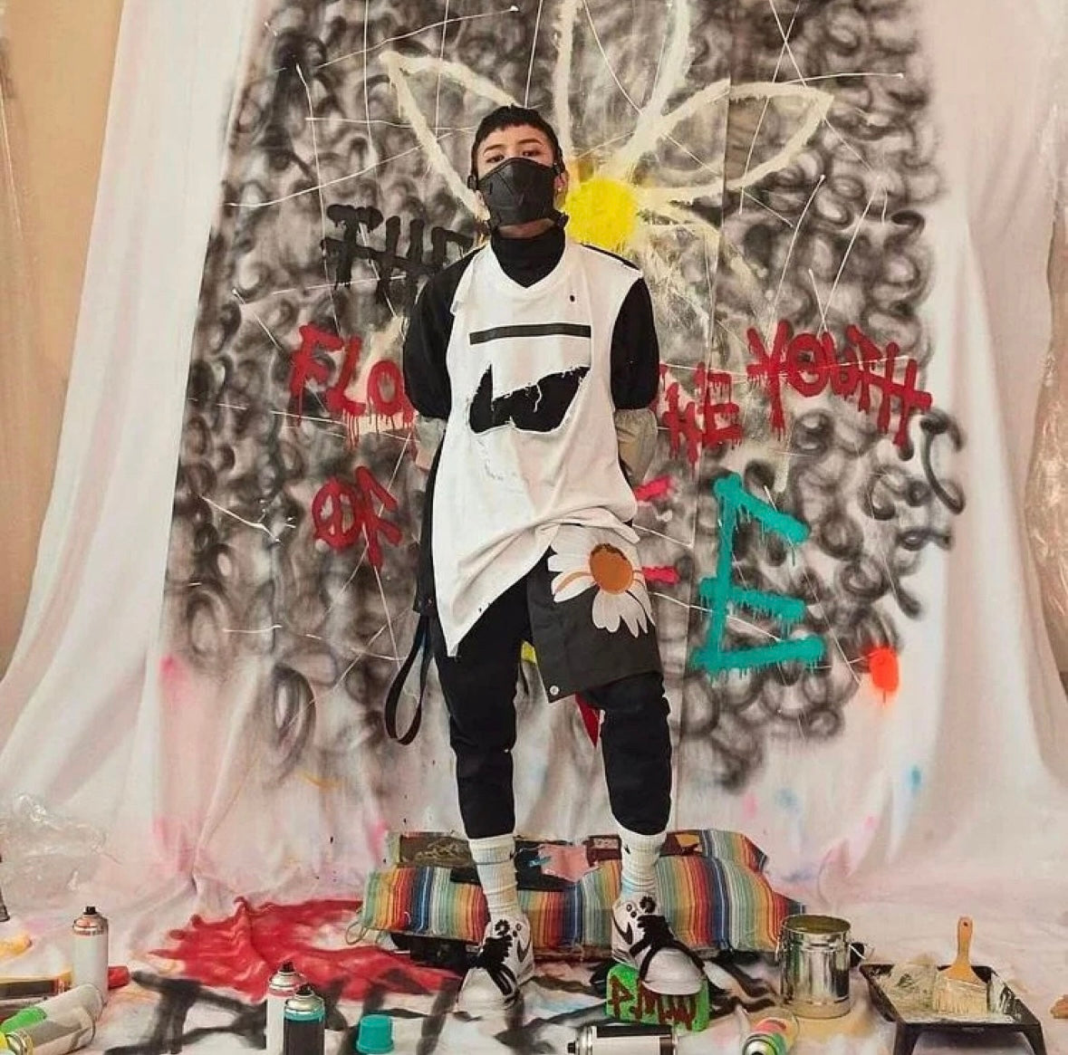 Nike x G-DRAGON (PEACEMINUSONE) — Air Force 1 Low “Para-Noise 2.0” cuir enduit blanc & swoosh noir (2020) | Réf. DD3223-100