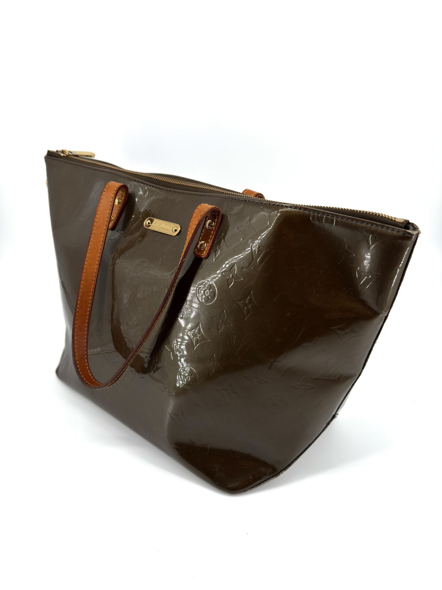 Sac Louis Vuitton Bellevue PM en cuir verni Monogram marron