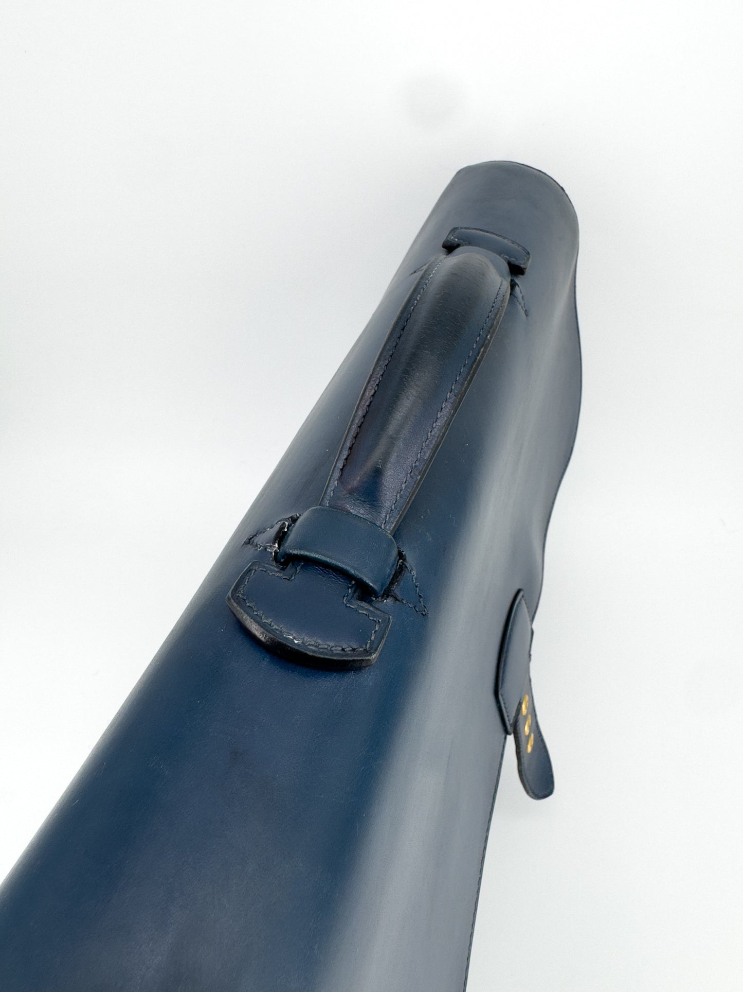 Sac à dépêches Hermès en cuir box bleu marine