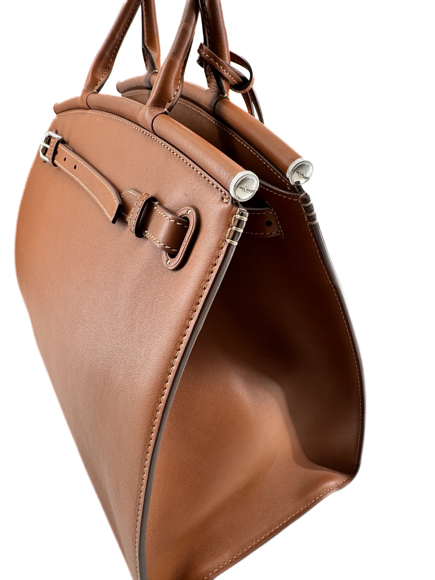 Sac RL50 Grand Modèle Ralph Lauren en Cuir Fauve – Élégance architecturale et artisanat d’exception
