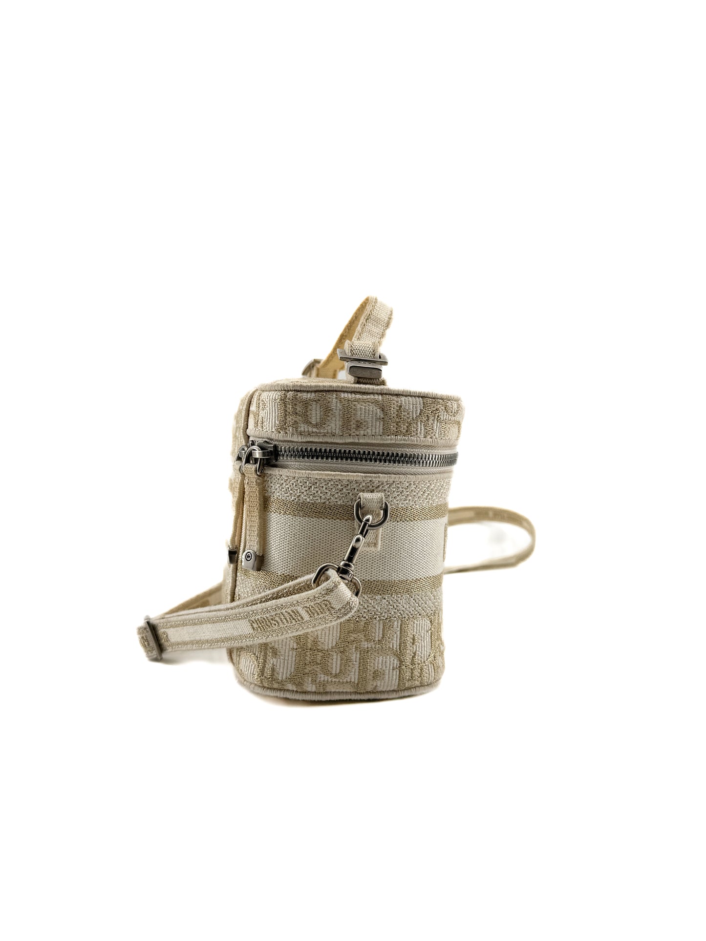 Sac Vanity Christian Dior – Toile Tissée Blanche et Dorée – Élégance Contemporaine et Raffinement Haute Couture