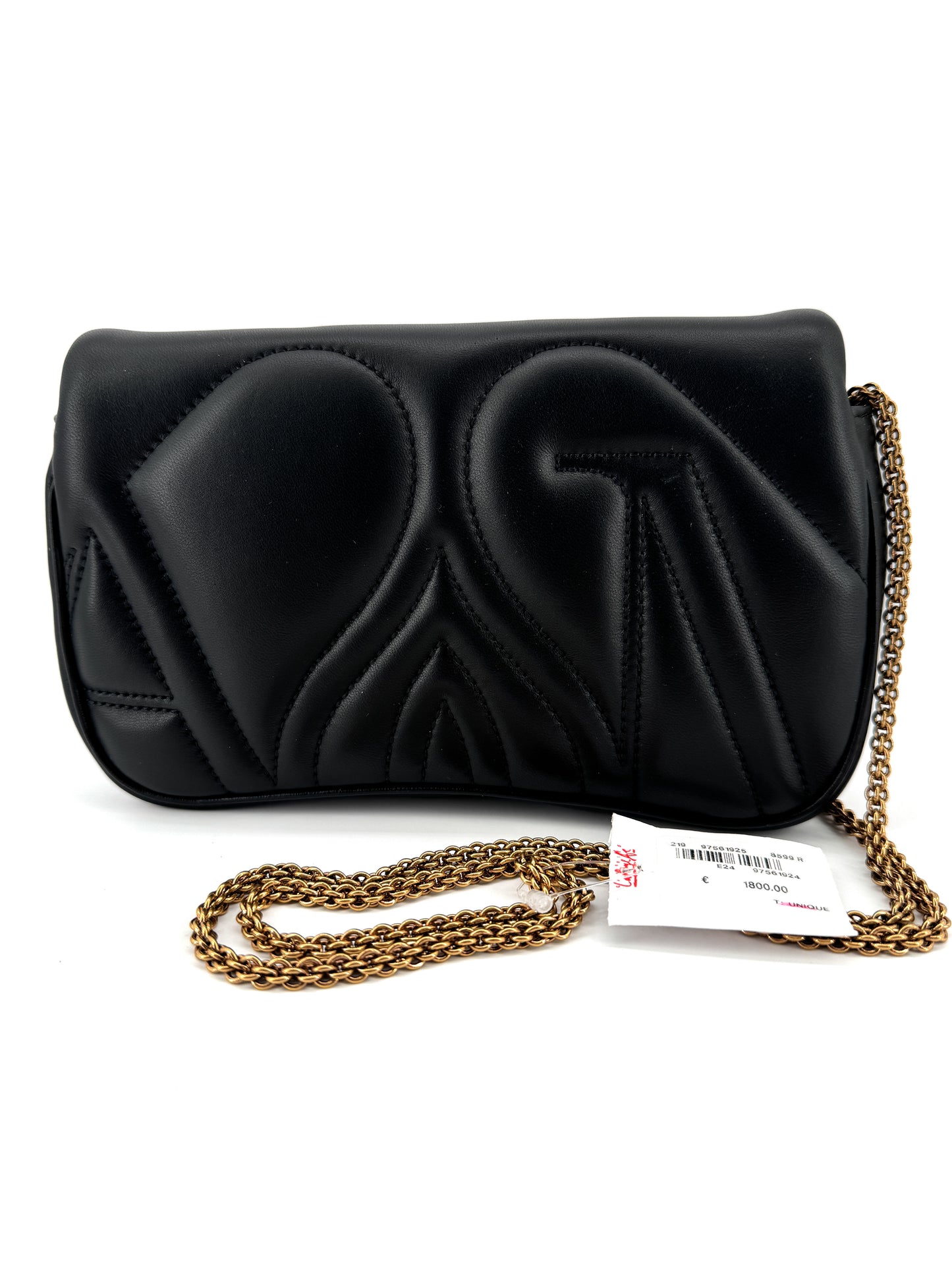 Sac Alexander McQueen “The Seal” en cuir d’agneau matelassé noir avec logo doré – Icône contemporaine de la maroquinerie de luxe