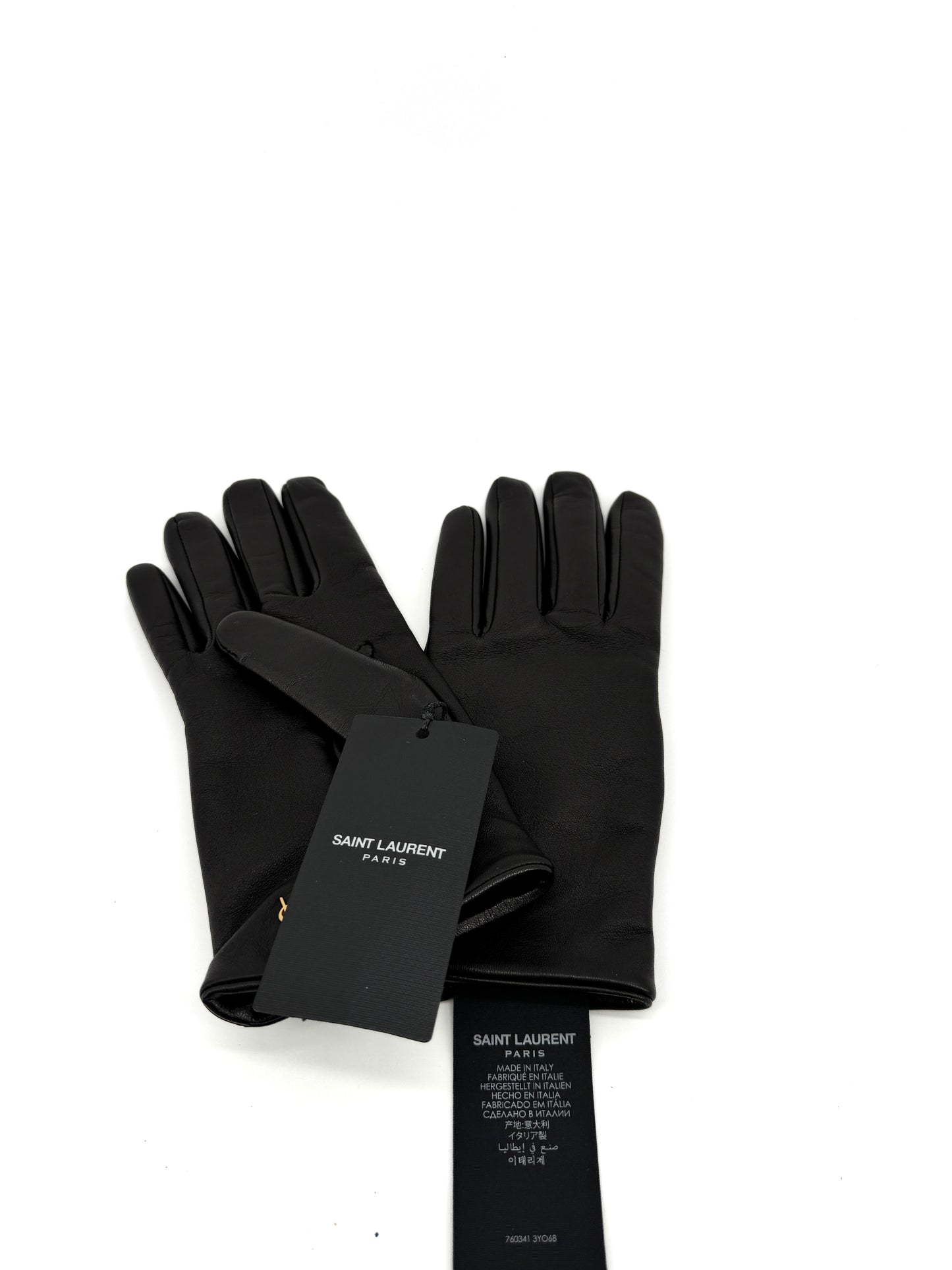 Gants Yves Saint Laurent en cuir noir – Élégance intemporelle et raffinement parisien
