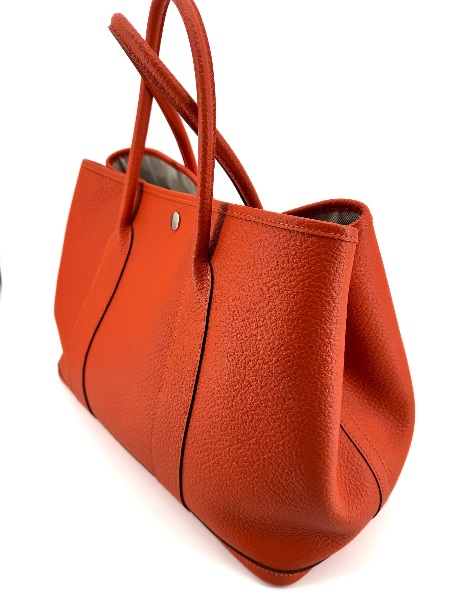 Hermès Garden Party 36 en cuir Clémence orange – L’élégance du cabas iconique au format généreux