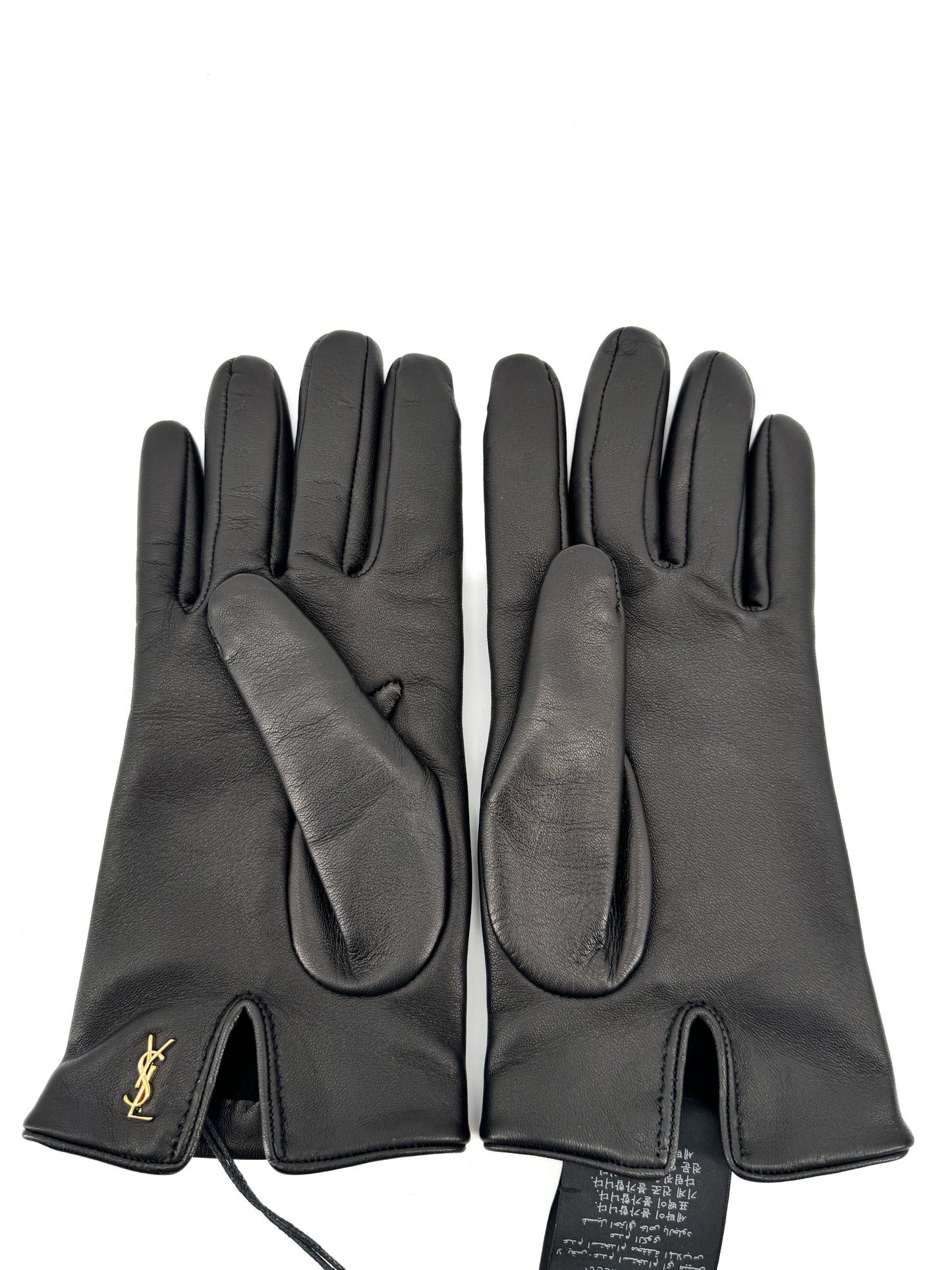 Gants Yves Saint Laurent en cuir noir – Élégance intemporelle et raffinement parisien