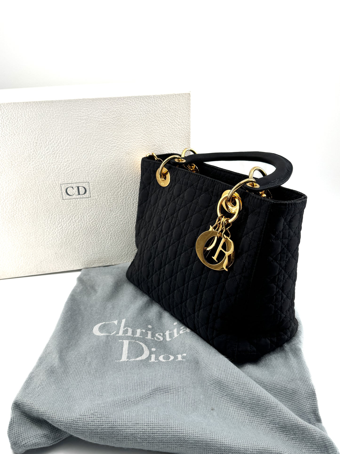 Sac Lady Dior en Nylon Bleu Marine Cannage – John Galliano