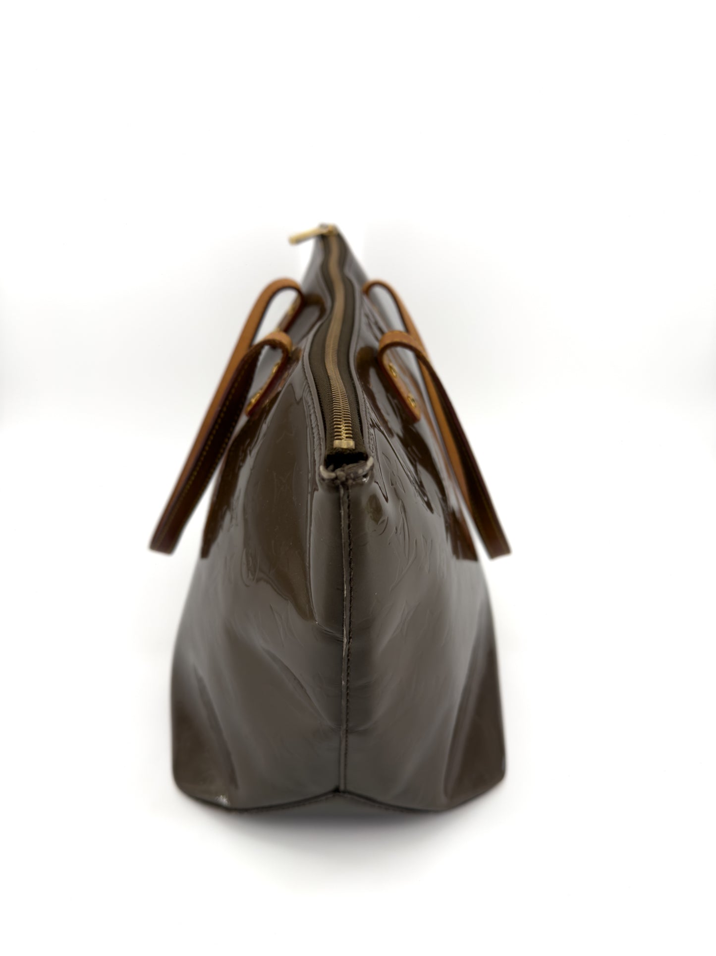Sac Louis Vuitton Bellevue PM en cuir verni Monogram marron