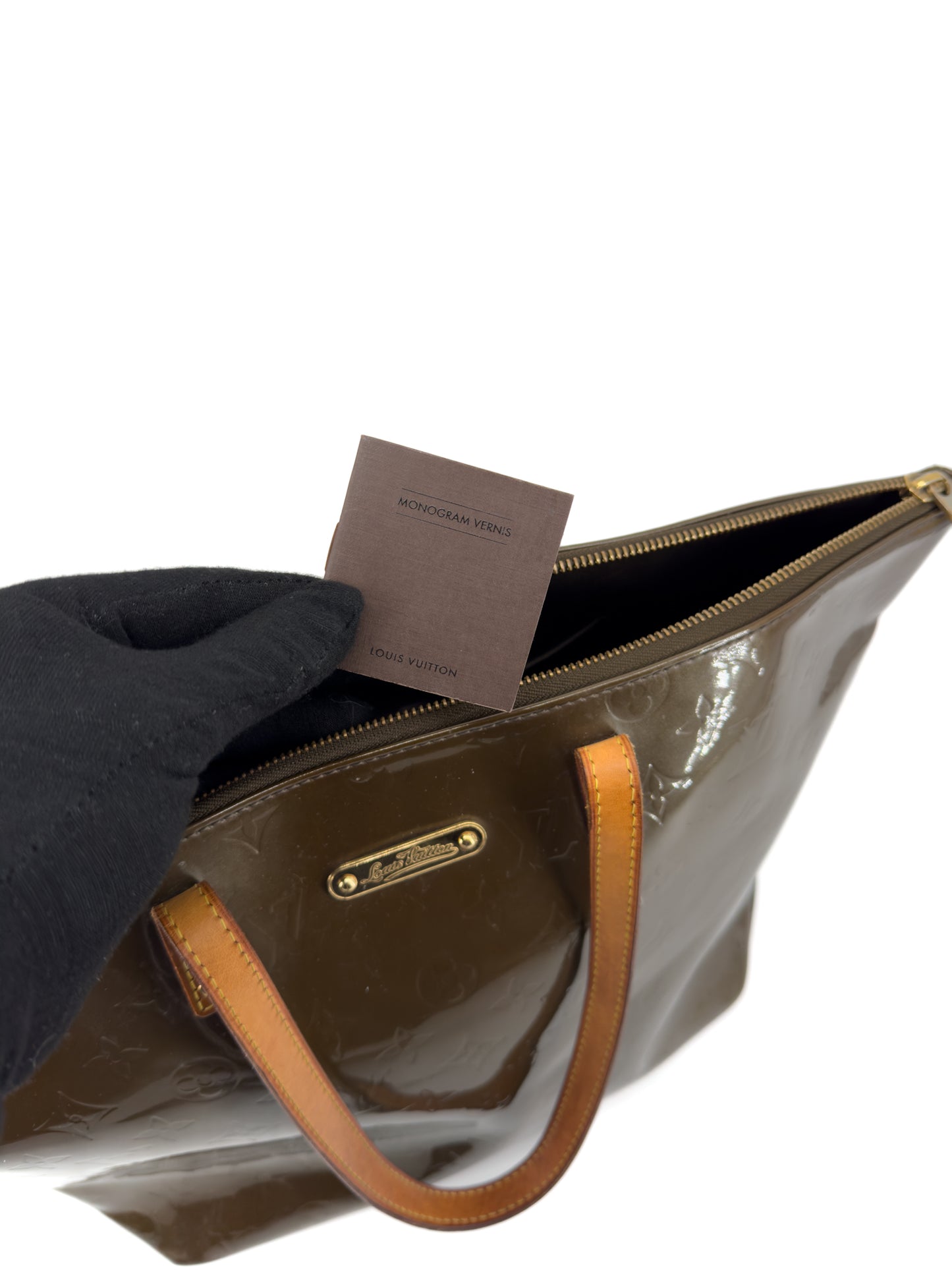 Sac Louis Vuitton Bellevue PM en cuir verni Monogram marron