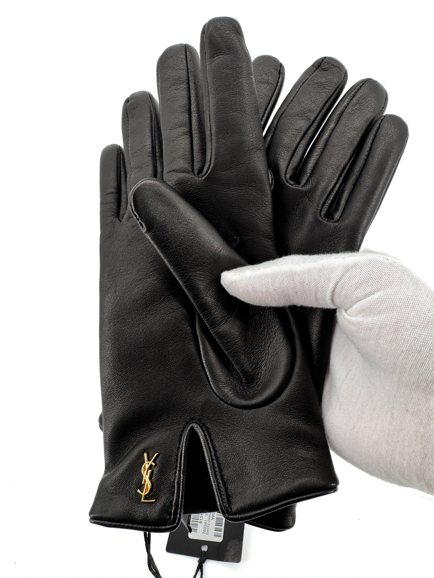 Gants Yves Saint Laurent en cuir noir – Élégance intemporelle et raffinement parisien