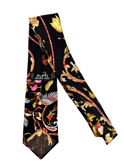Hermès — Cravate Soie Noir, Jardin Floral