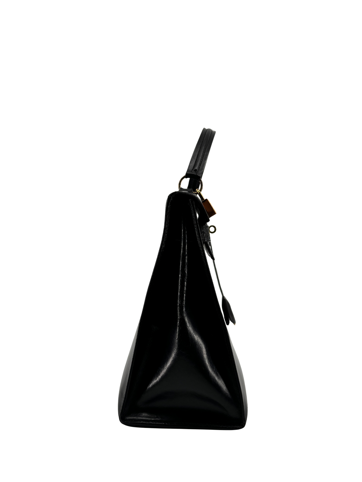 Sac Hermès Kelly 32 Sellier Vintage 1966 en Cuir Box Calf Noir, Garniture Plaquée Or — Pièce de collection historique