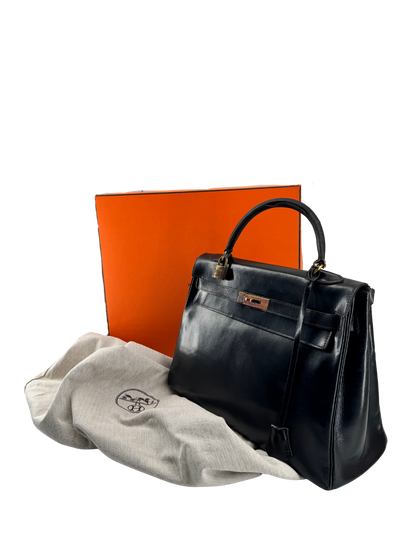 Hermès Kelly 32 Retourne — Veau Box Noir, circa 1965