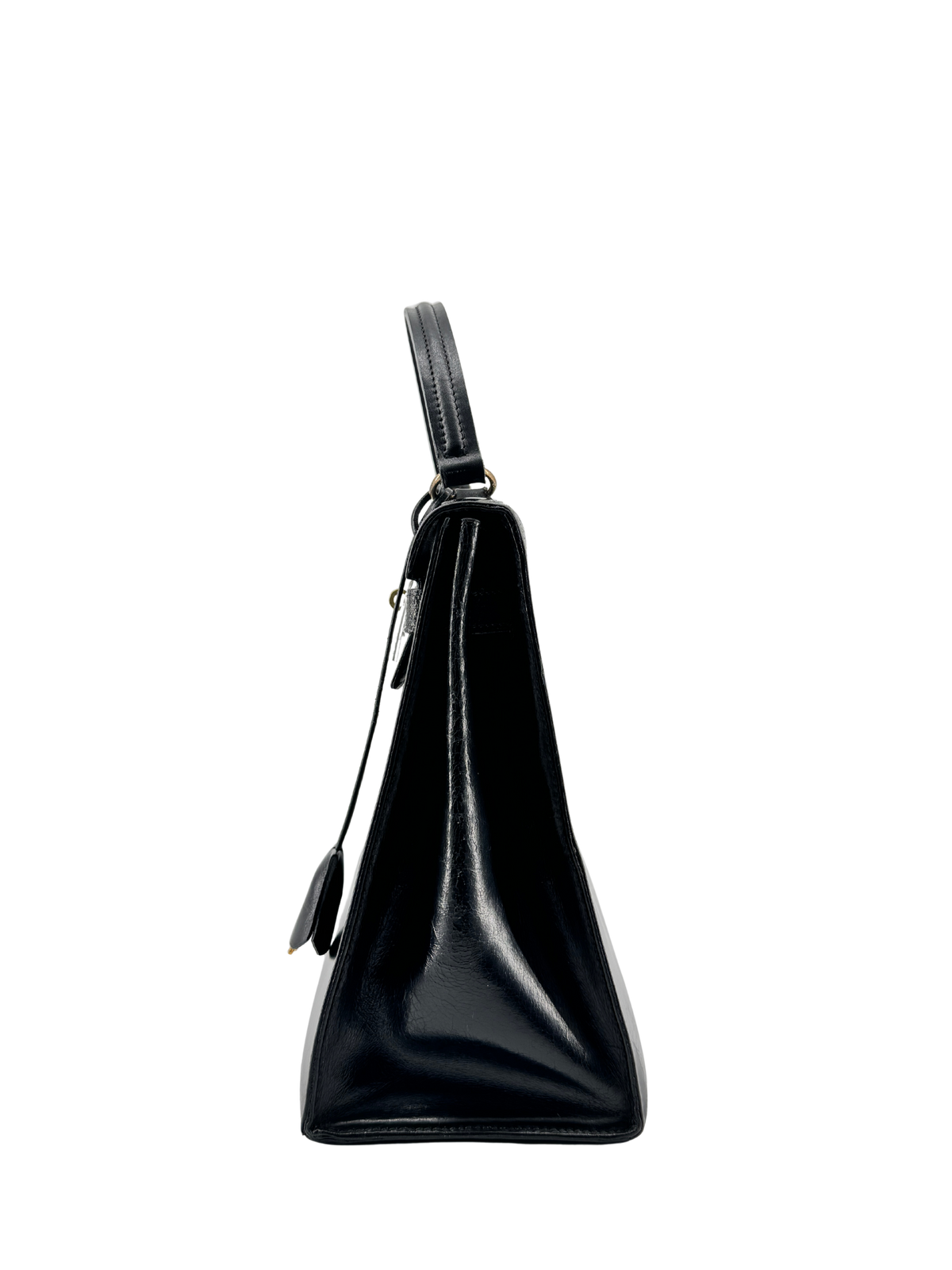 Sac Hermès Kelly 32 Sellier Vintage 1966 en Cuir Box Calf Noir, Garniture Plaquée Or — Pièce de collection historique