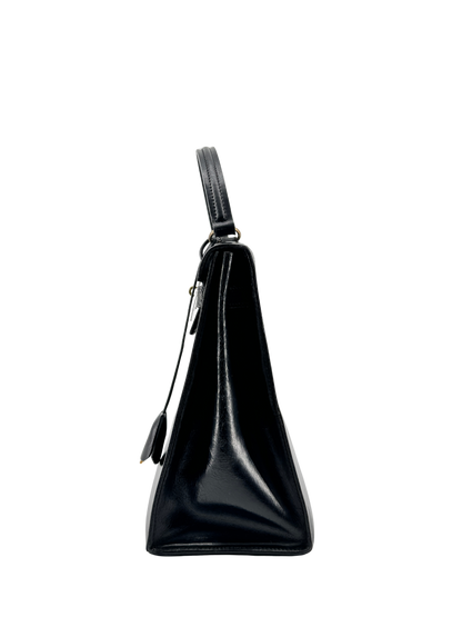 Sac Hermès Kelly 32 Sellier Vintage 1966 en Cuir Box Calf Noir, Garniture Plaquée Or — Pièce de collection historique