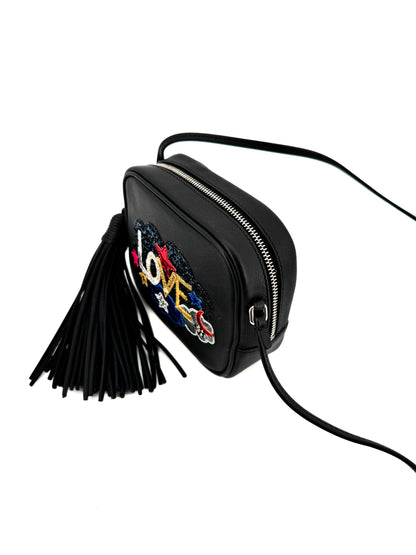 Sac Saint Laurent Blogger « Love » – Édition limitée en cuir noir brodé