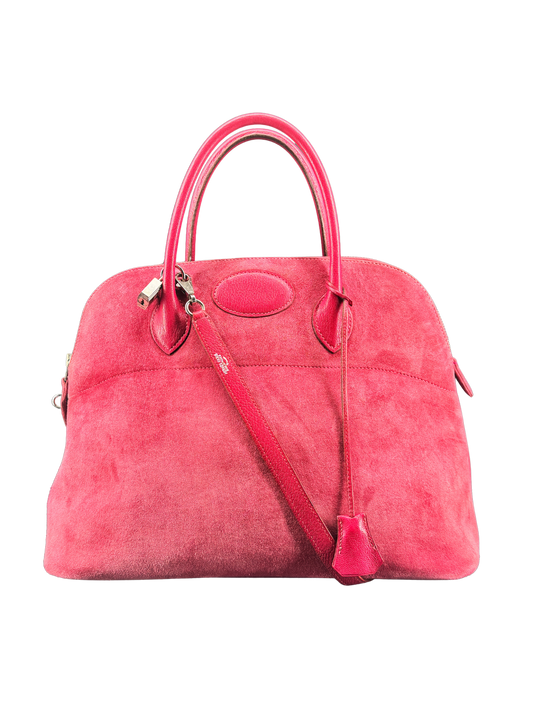 Sac Hermès Bolide 35 en Daim Rose Vintage – L’Élégance Intemporelle d’un Icône du Luxe