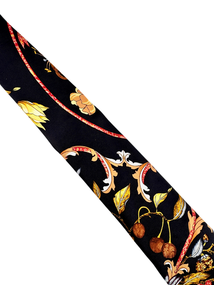 Hermès — Cravate Soie Noir, Jardin Floral