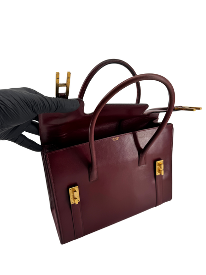 Sac Hermès Drag 27 Vintage Circa 1970 en Cuir Box Rouge, Doublure Chèvre Rouge, Bijouterie Plaquée Or — Pièce expertisée