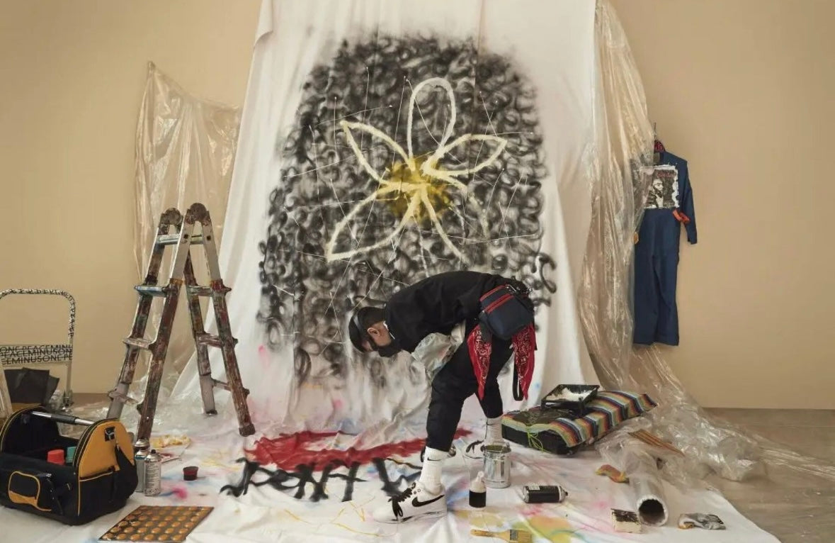 Nike x G-DRAGON (PEACEMINUSONE) — Air Force 1 Low “Para-Noise 2.0” cuir enduit blanc & swoosh noir (2020) | Réf. DD3223-100