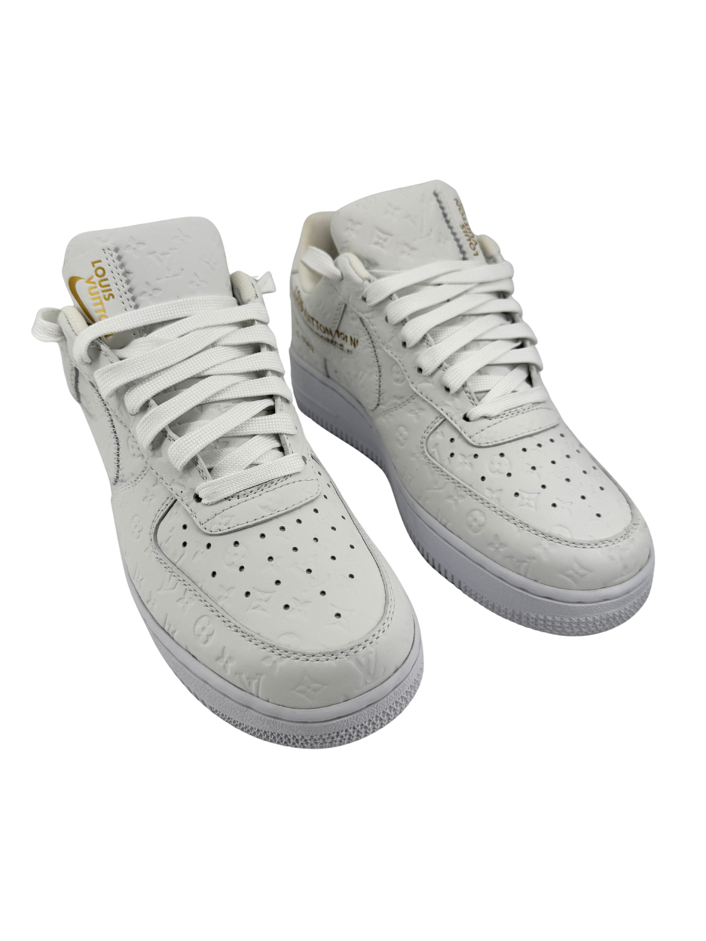 Sneakers Louis Vuitton x Nike Air Force 1 – Édition exclusive en cuir monogrammé blanc (Taille 40)