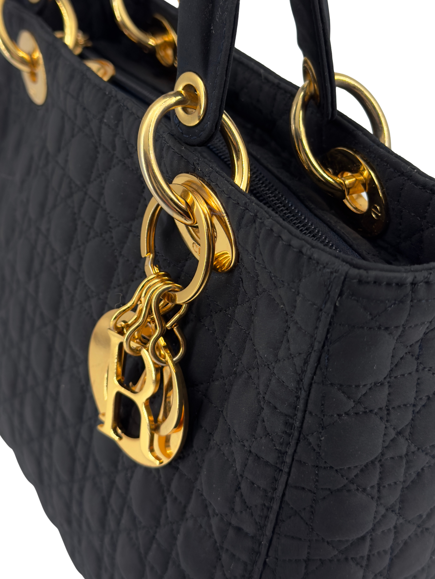 Lady Dior Navy Blue Nylon Cannage Bag
