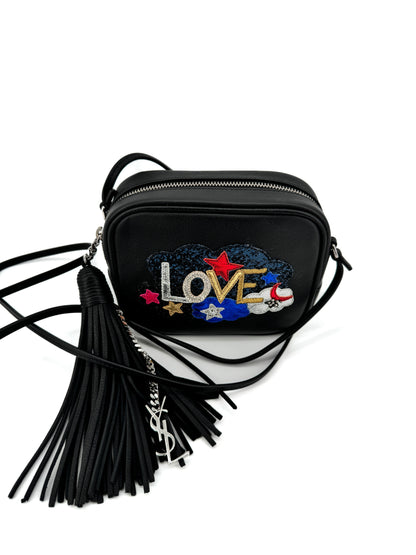 Sac Saint Laurent Blogger « Love » – Édition limitée en cuir noir brodé