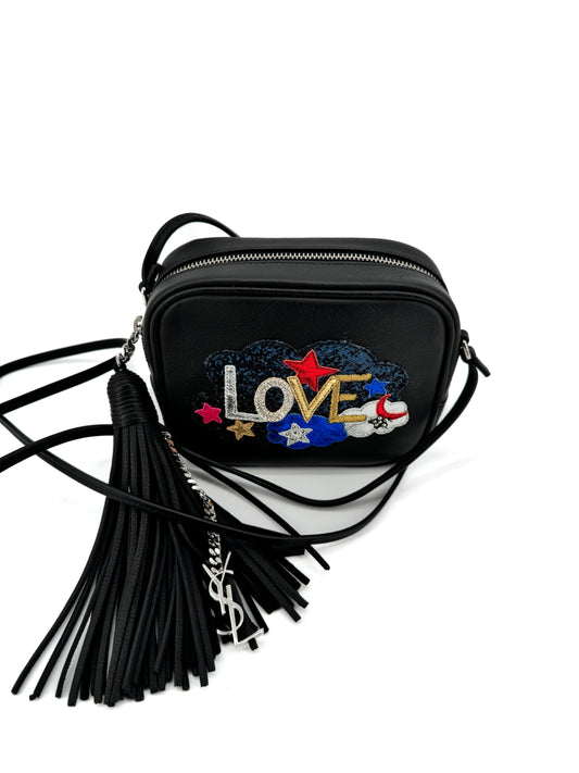 Sac Saint Laurent Blogger « Love » – Édition limitée en cuir noir brodé
