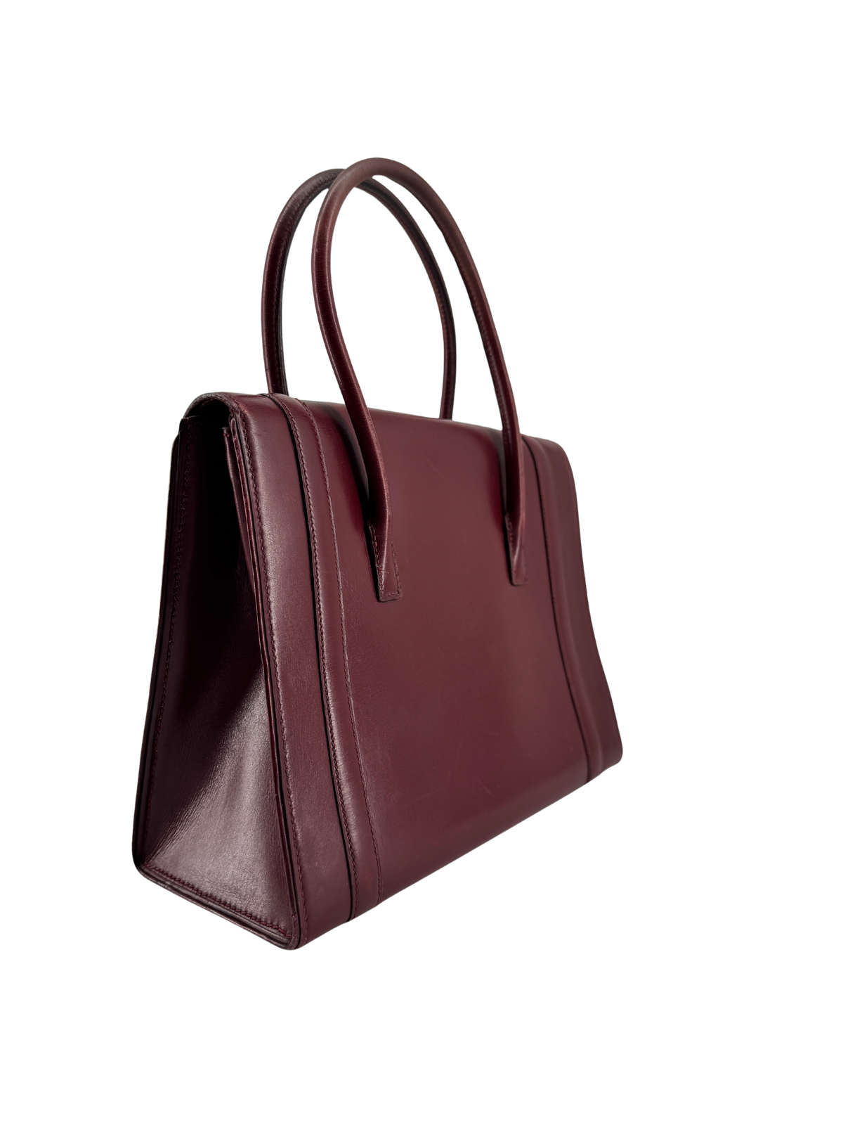Sac Hermès Drag 27 Vintage Circa 1970 en Cuir Box Rouge, Doublure Chèvre Rouge, Bijouterie Plaquée Or — Pièce expertisée