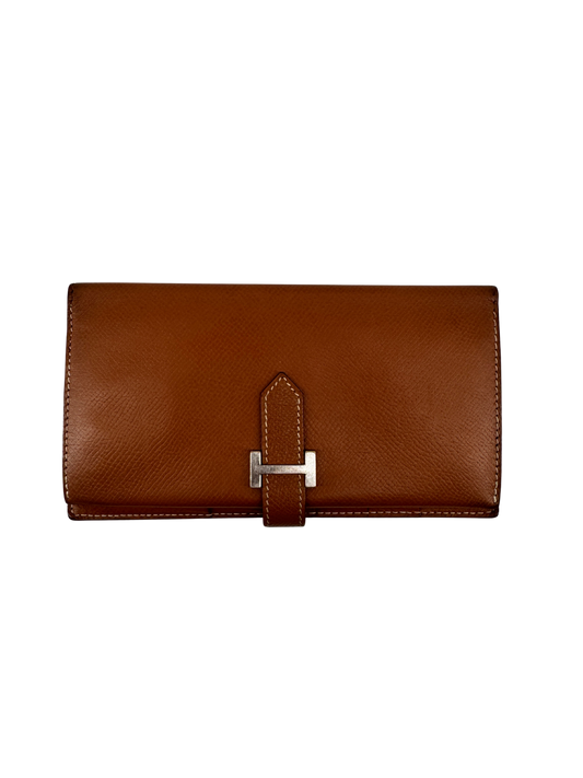 Hermès Béarn Soufflet — Cuir Epsom Gold, Fermoir H Palladié