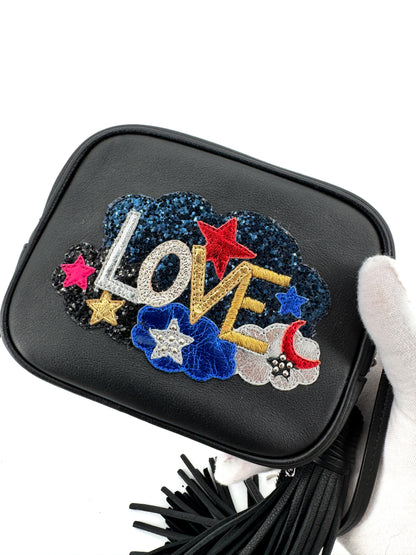 Sac Saint Laurent Blogger « Love » – Édition limitée en cuir noir brodé