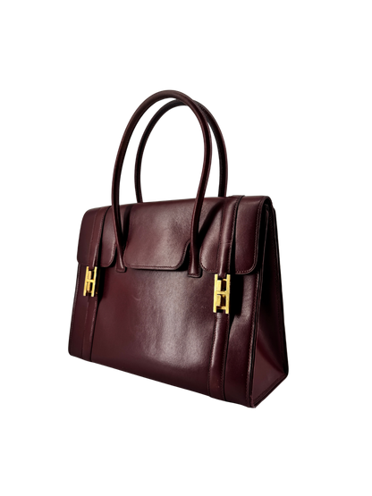 Sac Hermès Drag 27 Vintage Circa 1970 en Cuir Box Rouge, Doublure Chèvre Rouge, Bijouterie Plaquée Or — Pièce expertisée