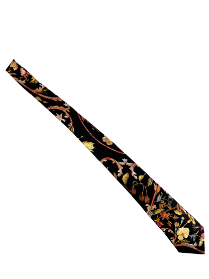 Hermès — Cravate Soie Noir, Jardin Floral