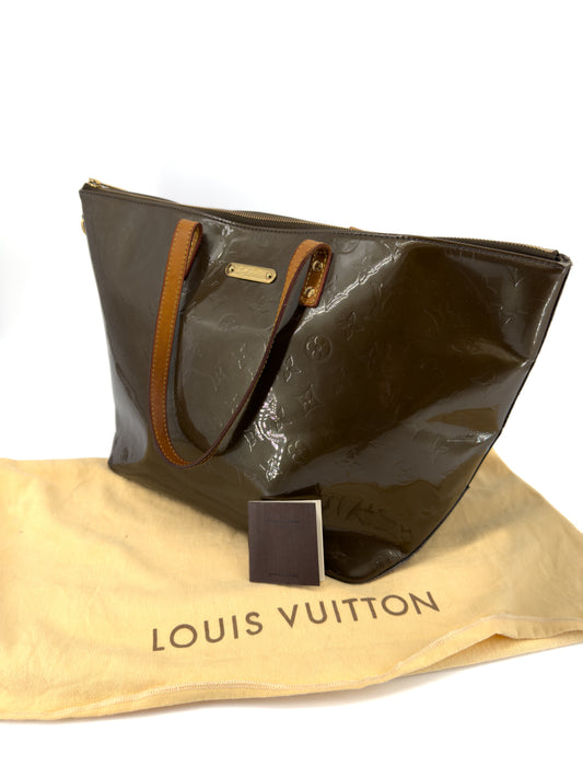 Sac Louis Vuitton Bellevue PM en cuir verni Monogram marron