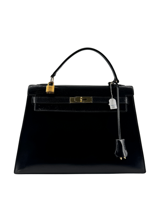 Hermès Kelly 32 Sellier — Cuir Box Noir, 1966