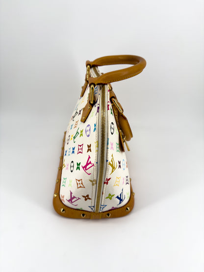 Louis Vuitton Alma Multicolore par Takashi Murakami — Toile Monogram Blanc, Cuir Naturel Clouté, Édition 2004