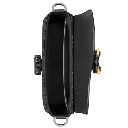 Sac Messenger à rabat Saddle Small Dior — toile jacquard Dior Oblique noire & cuir de veau grainé noir