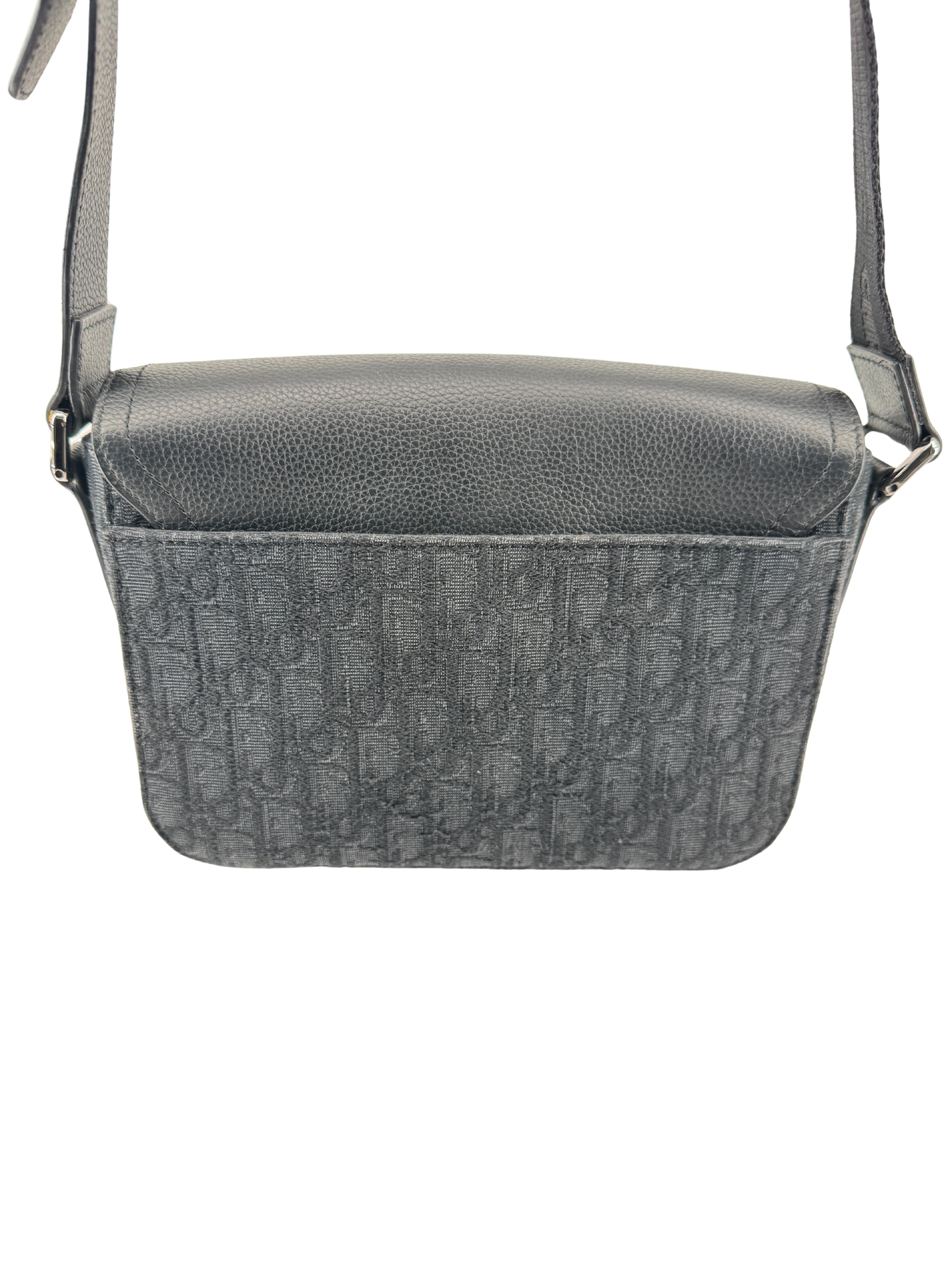 Sac Messenger à rabat Saddle Small Dior — toile jacquard Dior Oblique noire & cuir de veau grainé noir