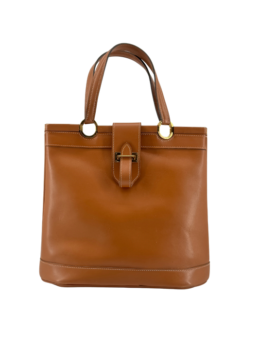 Sac Hermès Berry Vintage Circa 1970 en Veau Chamonix Gold, Bijouterie Plaquée Or, Fermeture Brevetée à Armature Rigide — Pièce de collection expertisée
