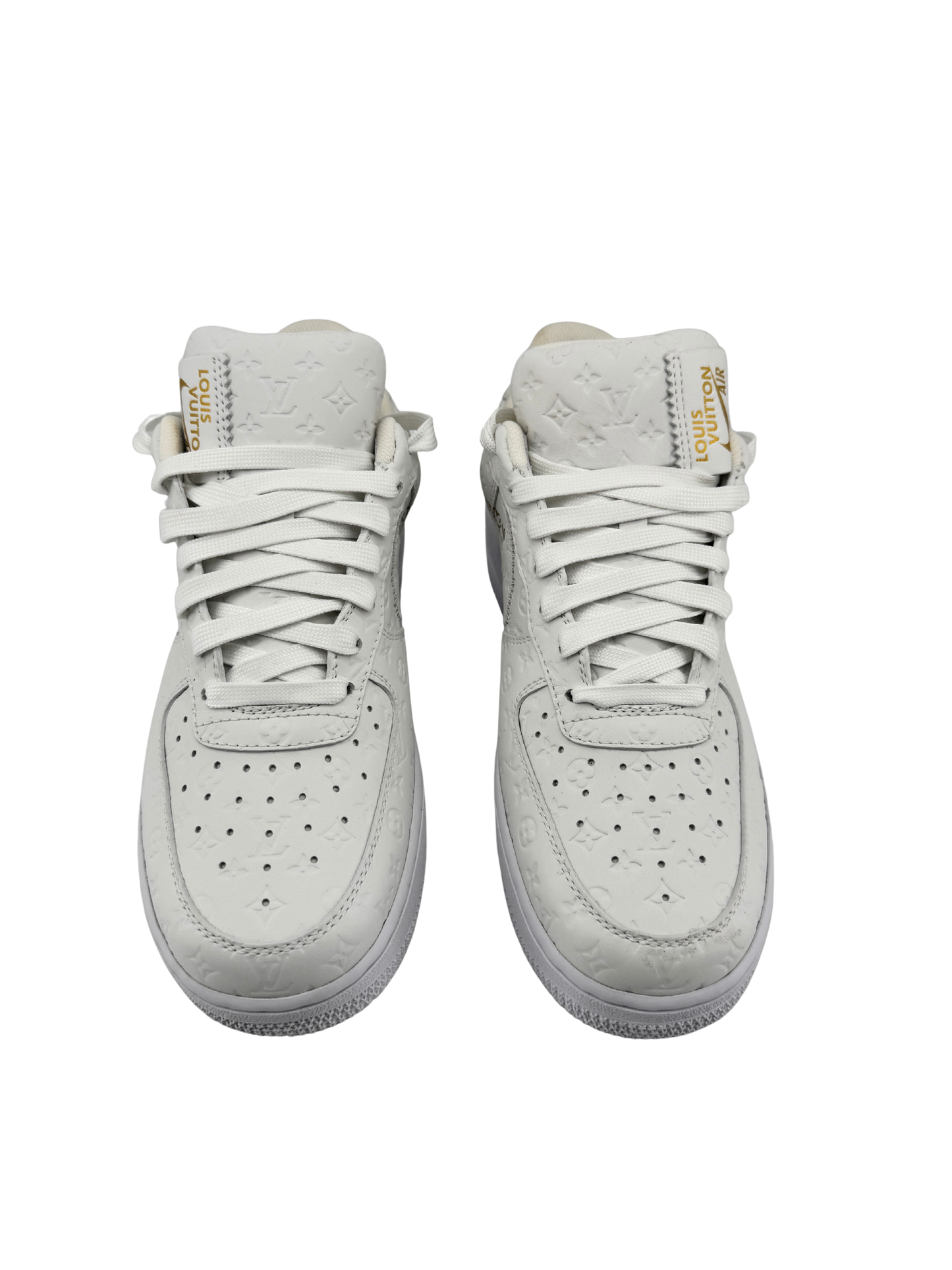 Sneakers Louis Vuitton x Nike Air Force 1 – Édition exclusive en cuir monogrammé blanc (Taille 40)