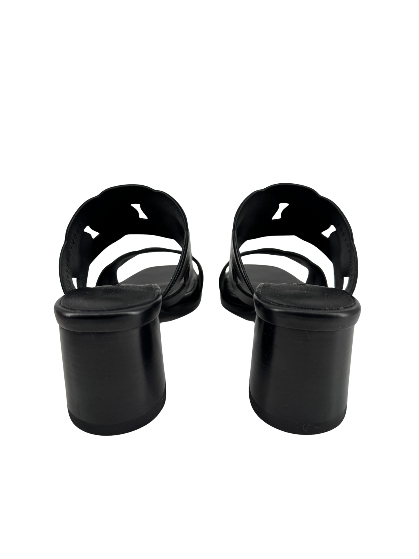Hermès — Sandales Gaby 60 en nappa noir, motifs Chaîne Gourmette & Chaîne Torsade, talon 6 cm (Made in Italy)