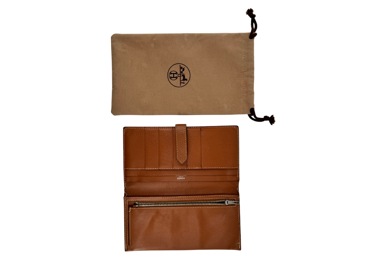 Hermès Béarn Soufflet — Cuir Epsom Gold, Fermoir H Palladié