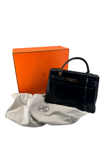 Hermès Kelly 32 Retourne — Veau Box Noir, circa 1965